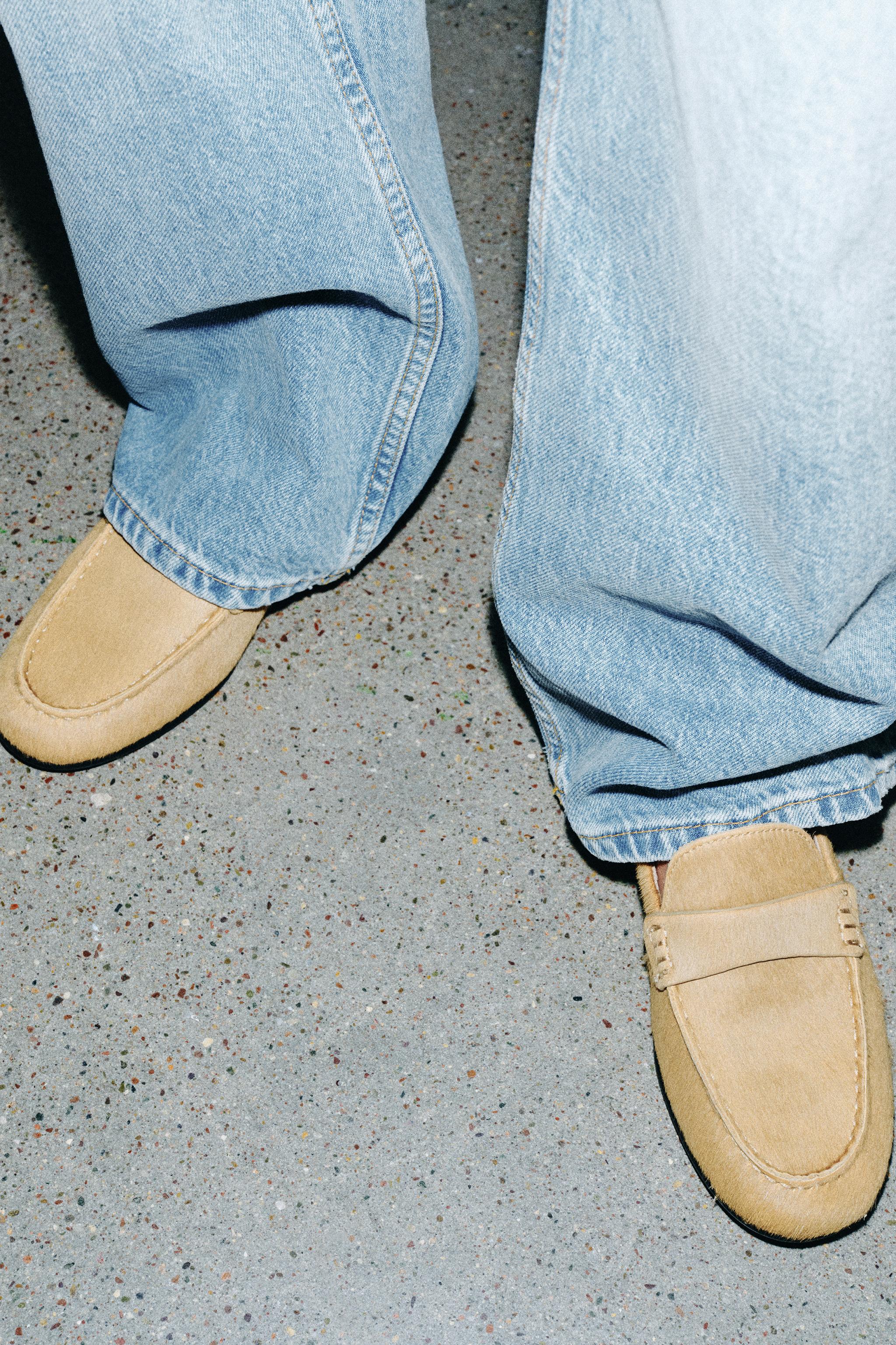 MOCASSINS EN CUIR EFFET FOURRURE